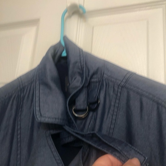 Armani Exchange AX small blue belted Jean jacket zipper & buckles NWT - Picture 10 of 10